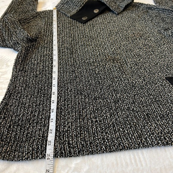 Fitz Clothing Co. Sweater Women's Size M Black & White Mock Neck Buttons - Picture 3 of 8